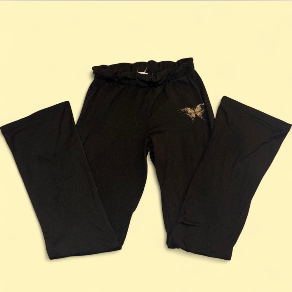 Black Pants with Bird Design